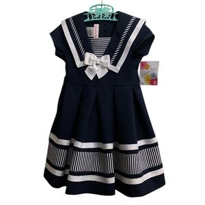 Jessica Ann Nautical Sailor Dress Navy Blue and White Girl’s Size 3T New